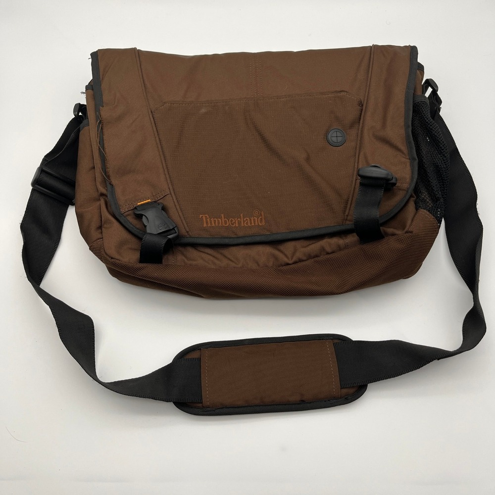 Timberland Messenger Bag Mens OS Brown Canvas Laptop Satchel Crossbody Travel